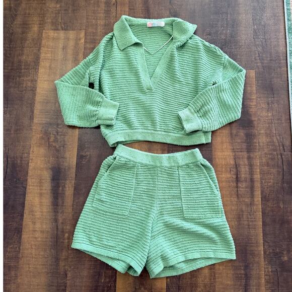 Free People Other - Free People Carter Green Knit Set Size M